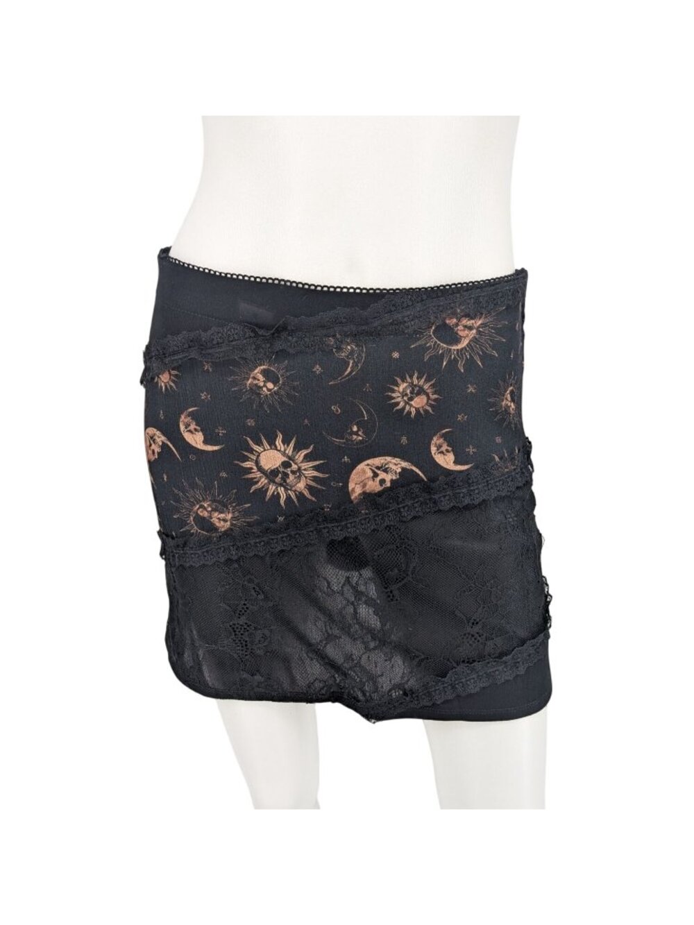 Cosmic Aura Lace Celestial Skull Mini Skirt Fairy Whimsigoth Witchy Mesh Small